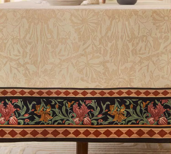 Flower Farmhouse Table Covers, Square Tablecloth for Kitchen, Extra Large Modern Rectangular Tablecloth for Dining Room Table, Mid Century Tablecloth for Round Table-artworkcanvas
