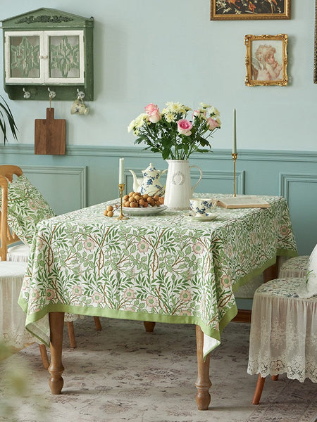 Large Rectangle Tablecloth for Dining Room Table, Square Tablecloth for Round Table, Farmhouse Table Cloth, Flower Pattern Tablecloth-artworkcanvas