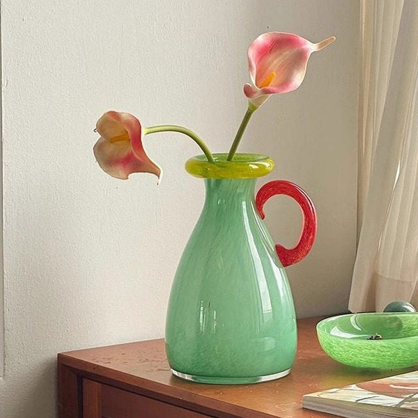 Small Flower Vase, Modern Glass Flower Vases, Handmade Glass Bud Vases, Water Holding Flower Vases, Flower Vases on Table-artworkcanvas