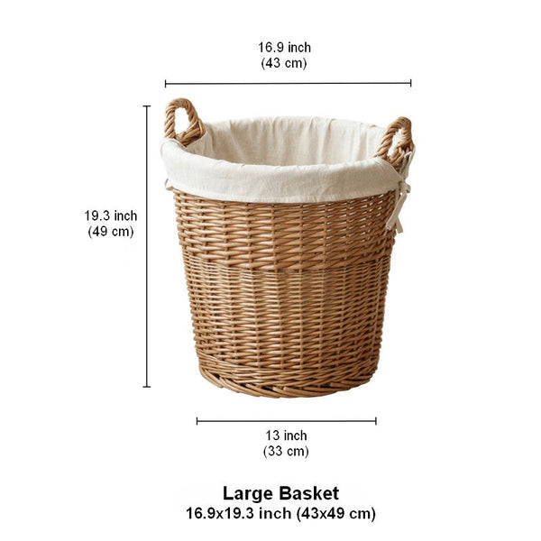 Large Food Storage Basket with Handle, Natural Hand-woven Wicker Storage Basket for Clothes, Willow Weaving Baskets for Clothes, Extra Large Kitchen Storage Baskets-artworkcanvas