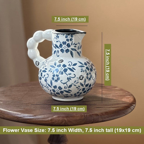 Handmade Water Holding Flower Vases, Rustic Porcelain Flower Vases, Ceramic Bud Vases, Small Flower Vases on Table-artworkcanvas