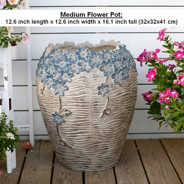 Extra Large Garden Flower Planters, Oversized Garden Flower Pot, Garden Ornaments, Large Resin Gardern Flower Planter, Modern Outdoor Garden Flower Pots-artworkcanvas