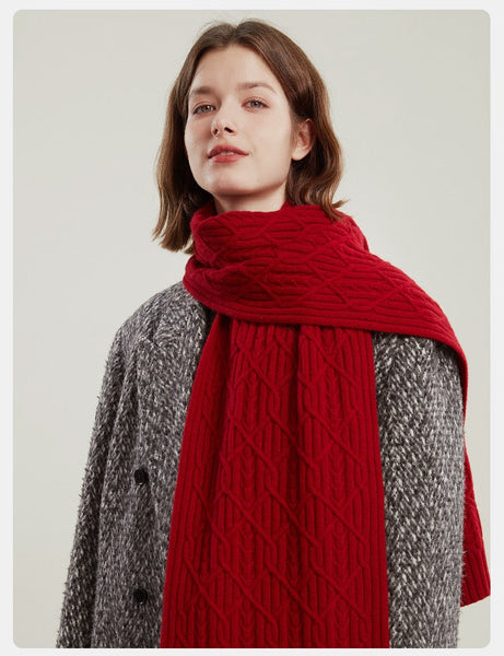 Cold Weather Scarf, Casual Scarf for Women, Fashion Designer Scarf, Red Winter Scarf, Modern Wool Scarf for Women, Soft Cashmere Scarf for Women-artworkcanvas