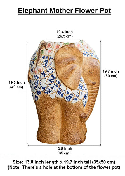 Modern Outdoor Garden Flower Pots, Oversized Garden Flower Pot, Extra Large Elephant Garden Flowerpots, Animal Statue for Garden Ornaments, Large Resin Statue for Garden-artworkcanvas