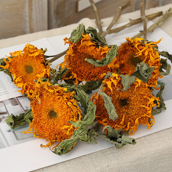 Natural Decorations, A Bunch of Sunflowers, Flower Arrangement, Handmade Artificial Flowers for Home Decor, Natural Dried Sunflower Stems-artworkcanvas