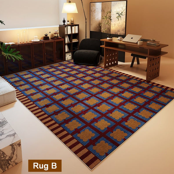 Living Room Colorful Modern Rugs, Geometric Modern Rugs for Dining Room, Mid Century Modern Rugs, Contemporary Abstract Rugs under Coffee Table-artworkcanvas
