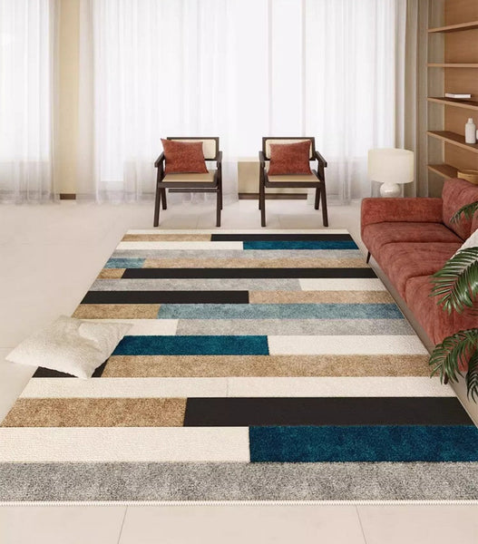 Modern Carpets for Kitchen, Geometric Contemporary Modern Rugs Next to Bed, Modern Rugs under Dining Room Table, Abstract Area Rugs for Living Room-artworkcanvas