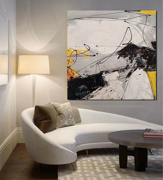 Extra Large Abstract Paintings on Canvas, Hand Painted Abstract Painting, Bedroom Wall Art Ideas, Simple Painting Ideas for Bedroom-artworkcanvas