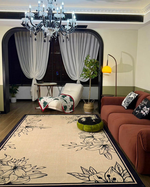 Geometric Contemporary Rugs Next to Bed, Modern Rugs for Dining Room, Contemporary Modern Rugs, Mid Century Area Rugs for Living Room-artworkcanvas