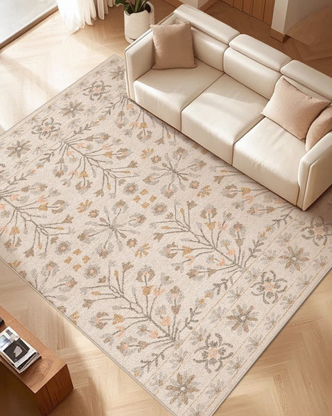 Modern Rugs for Living Room, Flower Pattern Modern Rugs for Farmhouse, Bedroom Modern Rugs, Modern Rugs for Dining Room-artworkcanvas