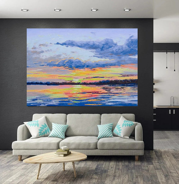 Abstract Landscape Paintings, Heavy Texture Painting, Hand Painted Wall Art, Contemporary Wall Art Paintings, Simple Modern Paintings for Living Room