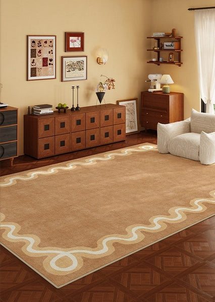 Dining Room Geometric Modern Rugs, Large Modern Rugs for Living Room, Bedroom Modern Rugs, Cream Color Contemporary Modern Rugs-artworkcanvas