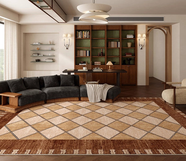 Geometric Contemporary Modern Rugs Next to Bed, Large Abstract Rugs for Living Room, Mid Century Large Modern Area Rugs-artworkcanvas