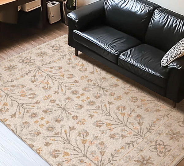 Modern Rugs for Living Room, Flower Pattern Modern Rugs for Farmhouse, Bedroom Modern Rugs, Modern Rugs for Dining Room-artworkcanvas