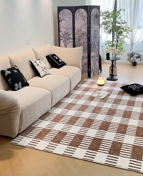 Modern Rugs under Dining Room Table, Mid Century Geometric Carpets, Abstract Modern Rugs for Living Room, Contemporary Modern Rugs Next to Bed-artworkcanvas