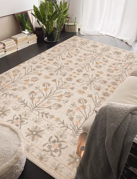 Modern Rugs for Living Room, Flower Pattern Modern Rugs for Farmhouse, Bedroom Modern Rugs, Modern Rugs for Dining Room-artworkcanvas