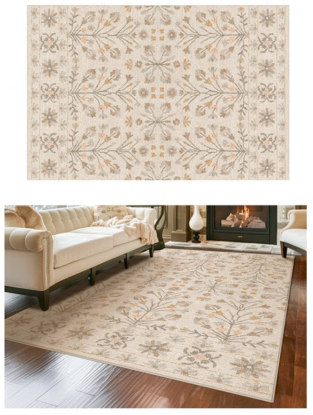 Modern Rugs for Living Room, Flower Pattern Modern Rugs for Farmhouse, Bedroom Modern Rugs, Modern Rugs for Dining Room-artworkcanvas