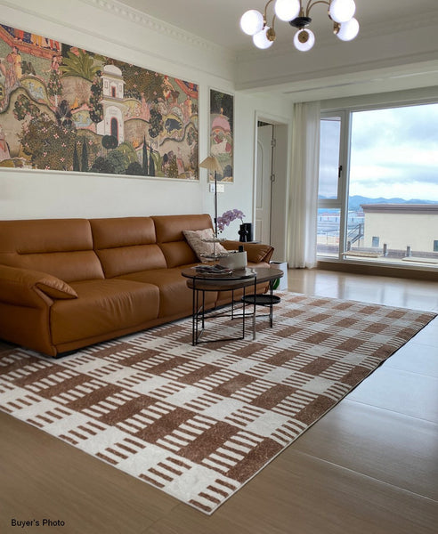 Modern Rugs under Dining Room Table, Mid Century Geometric Carpets, Abstract Modern Rugs for Living Room, Contemporary Modern Rugs Next to Bed-artworkcanvas