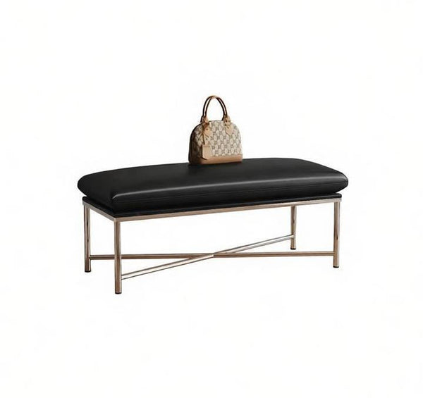 Modern Shoe Changing Ottoman, Upholstered Shoe Bench, Contemporay Bedroom Bench, Narrow Entryway Bench, Mid-Century Hall Bench, Luxury Genuine Leather Entry Bench-artworkcanvas