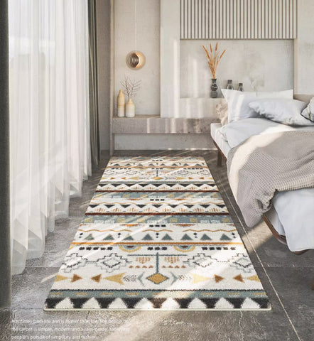 Simple Geometric Runner Rugs for Hallway, Contemporary Runner Rugs Next to Bed, Modern Runner Rugs for Entryway, Modern Rugs for Dining Room-artworkcanvas