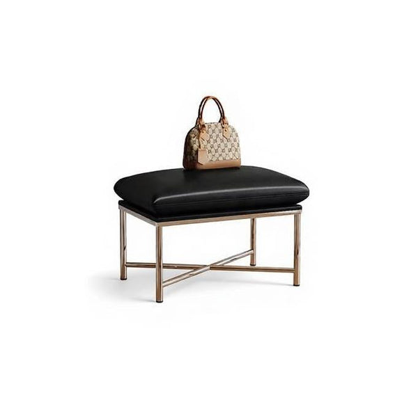 Modern Shoe Changing Ottoman, Upholstered Shoe Bench, Contemporay Bedroom Bench, Narrow Entryway Bench, Mid-Century Hall Bench, Luxury Genuine Leather Entry Bench-artworkcanvas