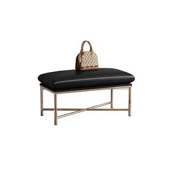 Modern Shoe Changing Ottoman, Upholstered Shoe Bench, Contemporay Bedroom Bench, Narrow Entryway Bench, Mid-Century Hall Bench, Luxury Genuine Leather Entry Bench-artworkcanvas