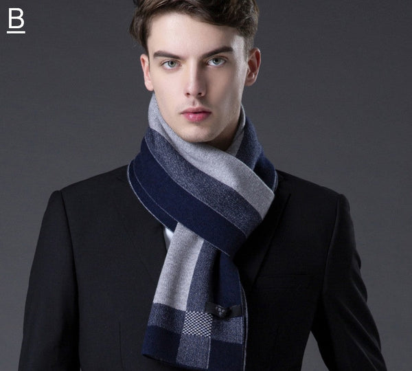 Wool Scarf for Gentleman, Thick Wool Scarf, Men's Winter Scarf, Men's Wool Scarf Winter, Fashion Scarf, Formal Men Scarf Styles, Business Casual Scarf Men-artworkcanvas