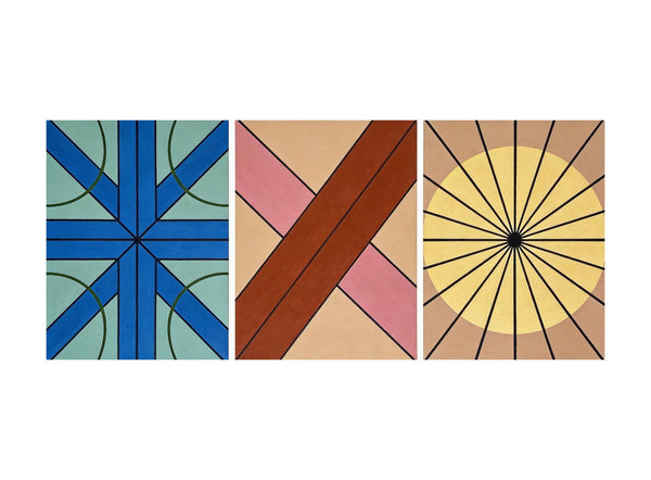 Modern Paintings for Mid Century Living Room, Multi Panel Canvas Paintings, Abstract Geometric Art-artworkcanvas