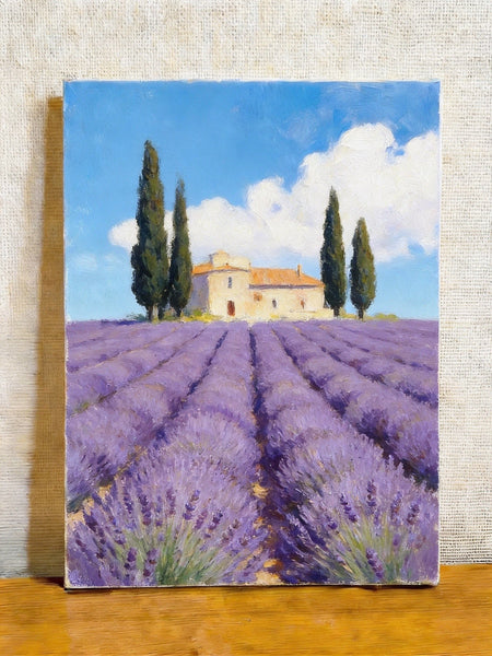 Hand Painted Canvas Art, Lavender Fields of Provence, Original Landscape Paintings, Small Canvas Wall Art Paintings, Buy Original Oil Paintings Online-artworkcanvas