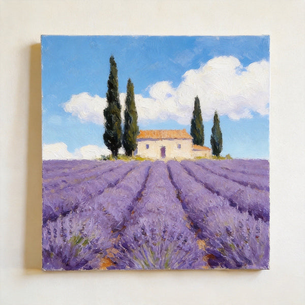 Small Canvas Artwork,Provence Afternoon in Purple Hues, Lavender Field Painting, Buy Small Artwork Online, Hand Painted Canvas Art, Original Landscape Paintings-artworkcanvas