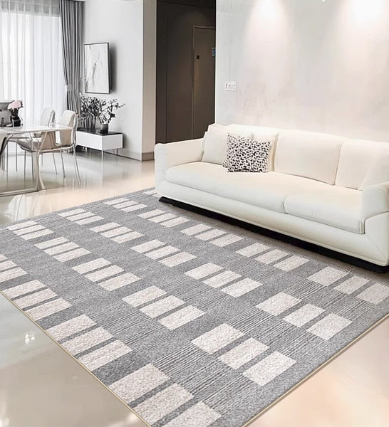 Modern Floor Rugs for Bedroom, Dining Room Floor Rug, Large Gray Floor Rugs for Living Room, Extra Large Geometric Modern Rugs for Office-artworkcanvas