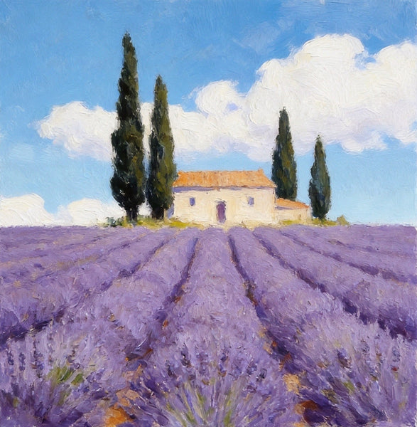Small Canvas Artwork,Provence Afternoon in Purple Hues, Lavender Field Painting, Buy Small Artwork Online, Hand Painted Canvas Art, Original Landscape Paintings-artworkcanvas
