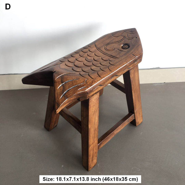 Creative Shoe-changing Stool, Handmade Solid Wood low Stool, Vintage Old Elm Wood Stool, Children's Wooden Stool, Sofa Stool, Dining Table Stool-artworkcanvas