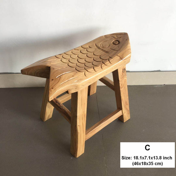 Handmade Solid Wood low Stool, Creative Shoe-changing Stool, Old Elm Wood Stool, Children's Wooden Stool, Sofa Stool, Dining Table Stool-artworkcanvas