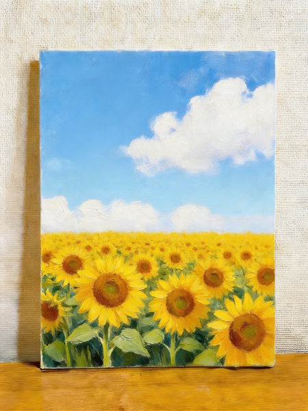 Small Canvas Wall Art Paintings, Original Landscape Paintings, Sunflower Field Painting, Buy Original Art Online, Hand Painted Canvas Artwork-artworkcanvas