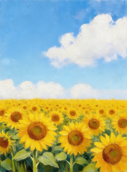 Small Canvas Wall Art Paintings, Original Landscape Paintings, Sunflower Field Painting, Buy Original Art Online, Hand Painted Canvas Artwork-artworkcanvas