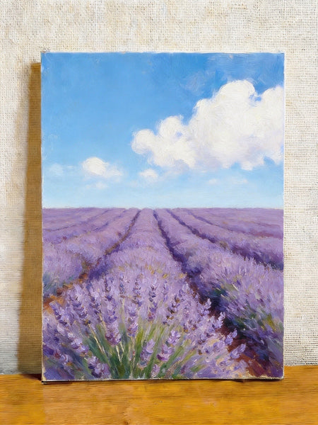 Sunny Lavender Farm View, Small Canvas Wall Art Paintings, Original Landscape Paintings, Buy Original Oil Paintings Online, Hand Painted Canvas Art-artworkcanvas
