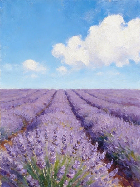 Sunny Lavender Farm View, Small Canvas Wall Art Paintings, Original Landscape Paintings, Buy Original Oil Paintings Online, Hand Painted Canvas Art-artworkcanvas