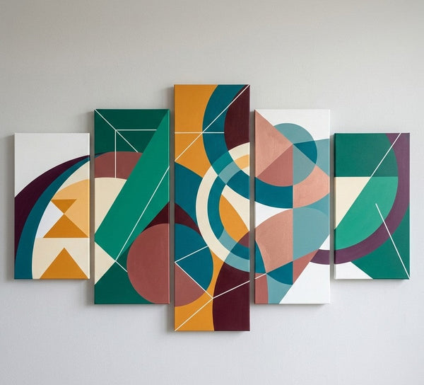 Large Green Abstract Paintings, Geometric Modern Art, Contemporary Canvas Paintings-artworkcanvas