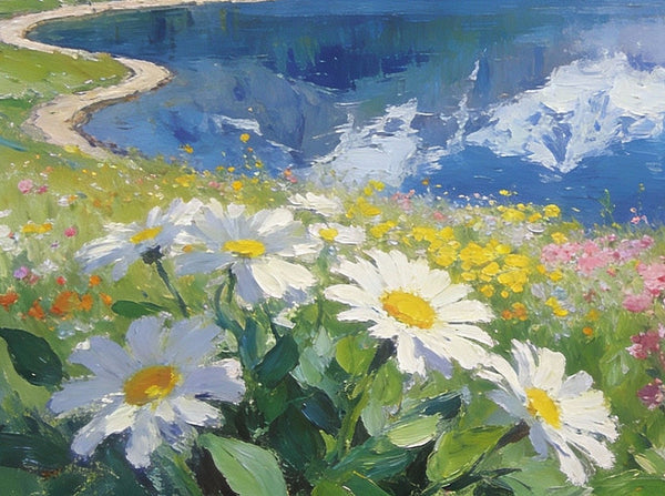 Snow-Capped Peaks Reflected in the Lake, Hand Painted Canvas Art, Small Oil Paintings on Canvas, Small Original Oil Paintings, Small Landscape Paintings-artworkcanvas