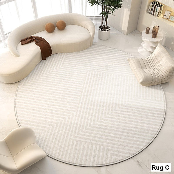 Abstract Modern Area Rugs for Bedroom, Circular Modern Rugs under Chairs, Geometric Round Rugs for Dining Room, Contemporary Modern Rug for Living Room-artworkcanvas