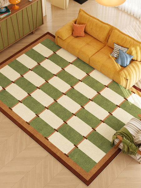 Geometric Area Rugs, Mid Century Contemporary Rugs, Green Modern Rugs for Living Room, Colorful Area Rugs for Bedroom-artworkcanvas