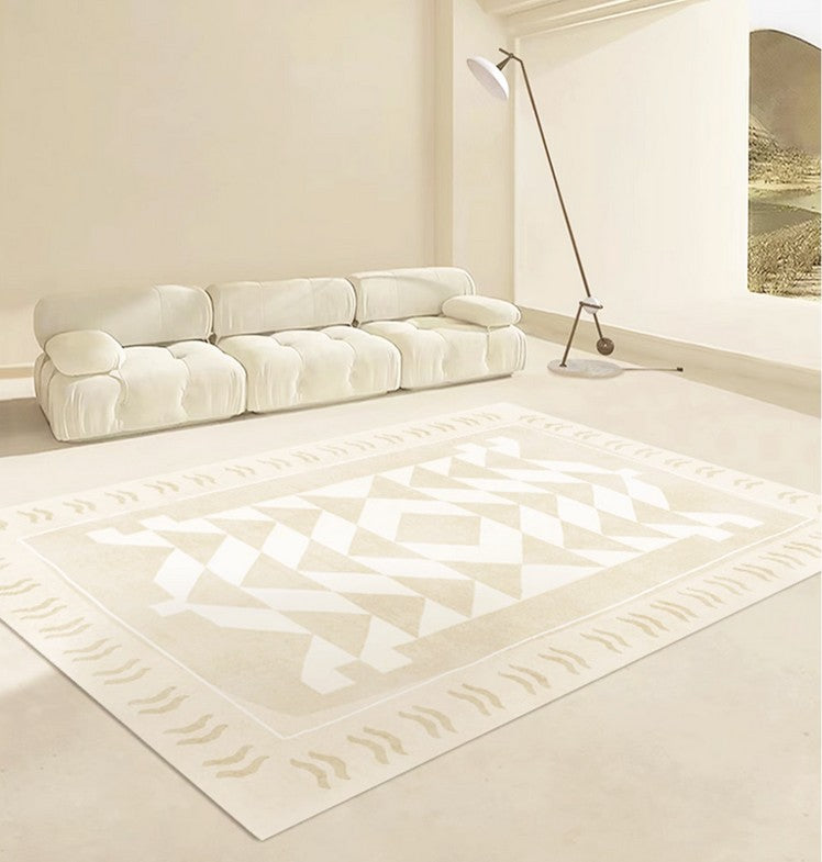 Mid Century Modern Rugs Next to Bed, Modern Rugs for Dining Room, Soft Contemporary Rugs for Bedroom, Cream Modern Carpets for Living Room-artworkcanvas