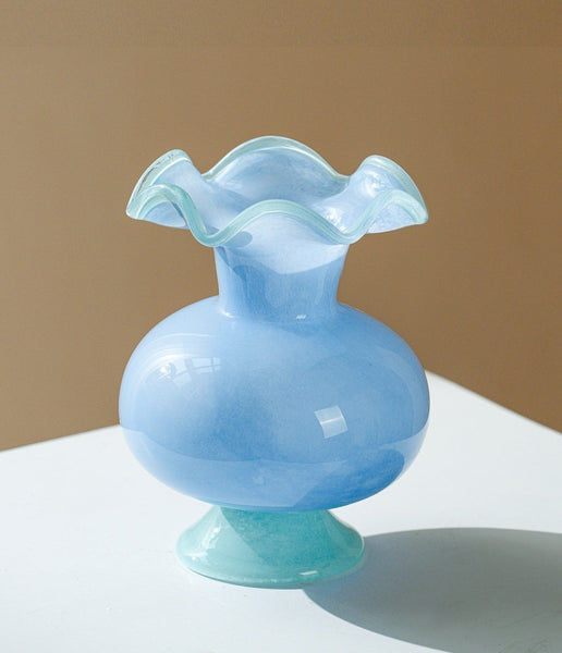 Unique Modern Glass Vase, Contemporary Vase for Modern Home Decor, Modern Glass Flower Vases, Handmade Liuli Vases, Centerpiece Vases on Table-artworkcanvas