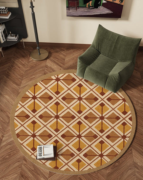 Bedroom Modern Round Rugs, Dining Room Contemporary Round Rugs, Modern Rug Ideas for Living Room, Circular Modern Rugs under Chairs-artworkcanvas