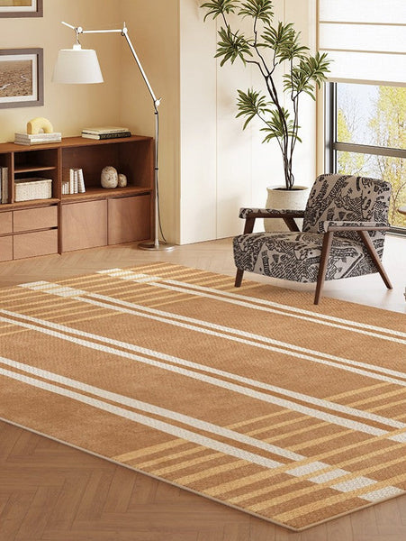 Geometric Modern Rugs for Dining Room, Large Modern Rugs for Living Room, Bedroom Modern Rugs, Cream Color Contemporary Modern Rugs-artworkcanvas