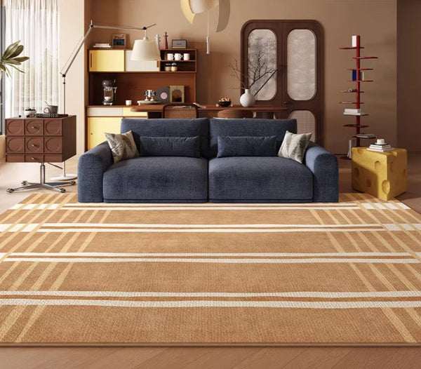Geometric Modern Rugs for Dining Room, Large Modern Rugs for Living Room, Bedroom Modern Rugs, Cream Color Contemporary Modern Rugs-artworkcanvas