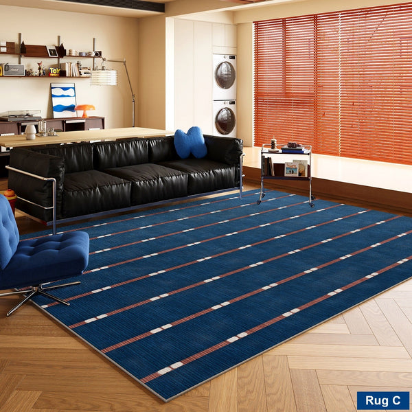 Unique Blue Modern Rugs for Dining Room, Bedroom Modern Floor Carpet, Mid Century Area Rugs, Contemporary Modern Living Room Rug Ideas-artworkcanvas