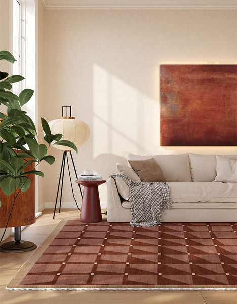 Modern Living Room Rug Ideas, Modern Rugs for Dining Room, Mid Century Modern Rugs Next to Bed, Thick Contemporary Rugs for Bedroom-artworkcanvas