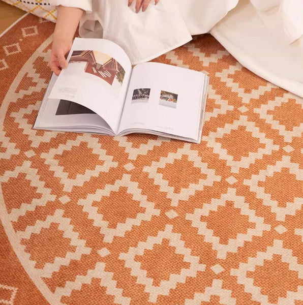 Abstract Modern Area Rugs for Bedroom, Contemporary Modern Rug for Living Room, Geometric Round Rugs for Dining Room, Circular Modern Rugs under Chairs-artworkcanvas